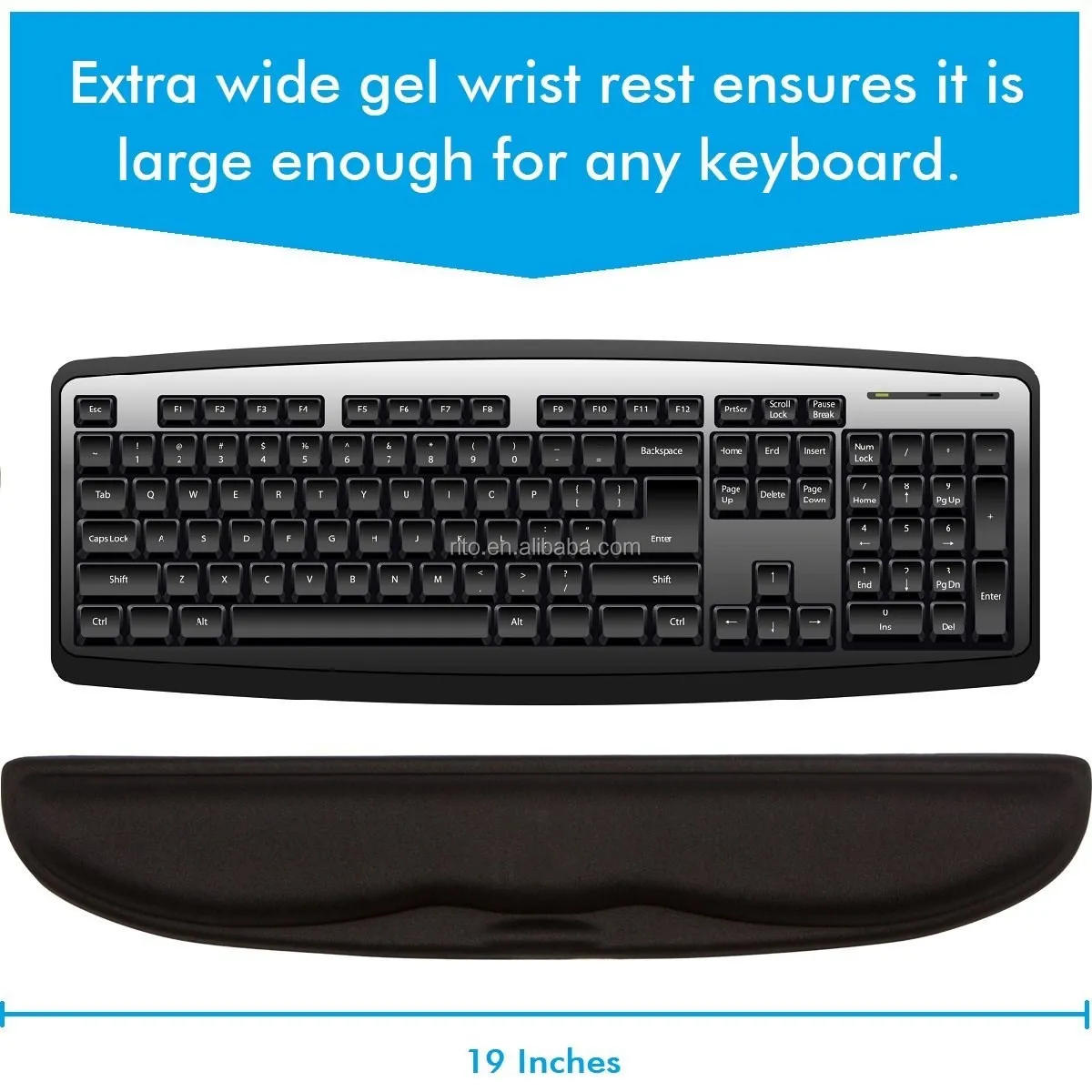 Large Black Gel Keyboard Wrist Rest Pad,Padded Wrist Straps Support For