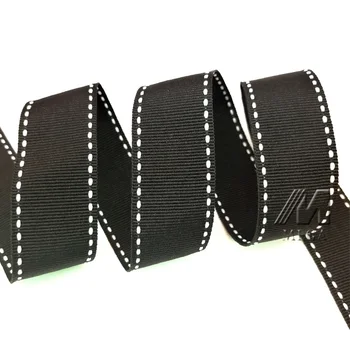 Factory 1 Inch Black Ribbon White Saddle Stitch Grosgrain Ribbon # ...