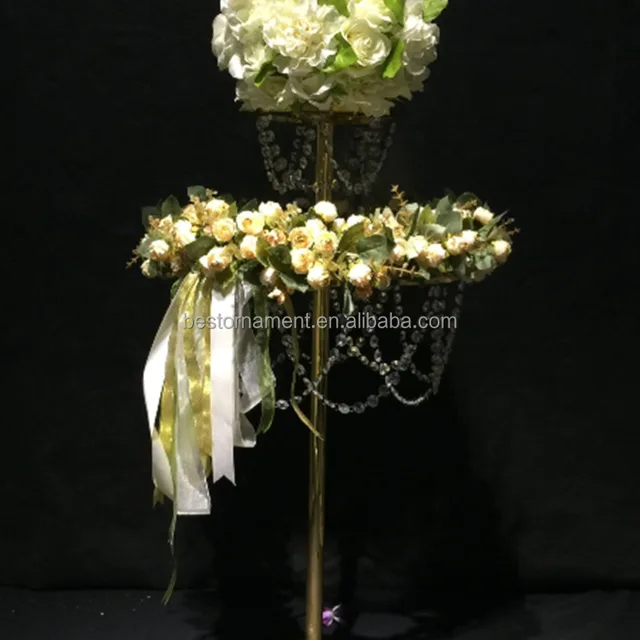 Crystal Chandelier Flower Stand China Source Quality 2 Layers Wedding Crystal Table Chandelier Centerpiece Flower Stand