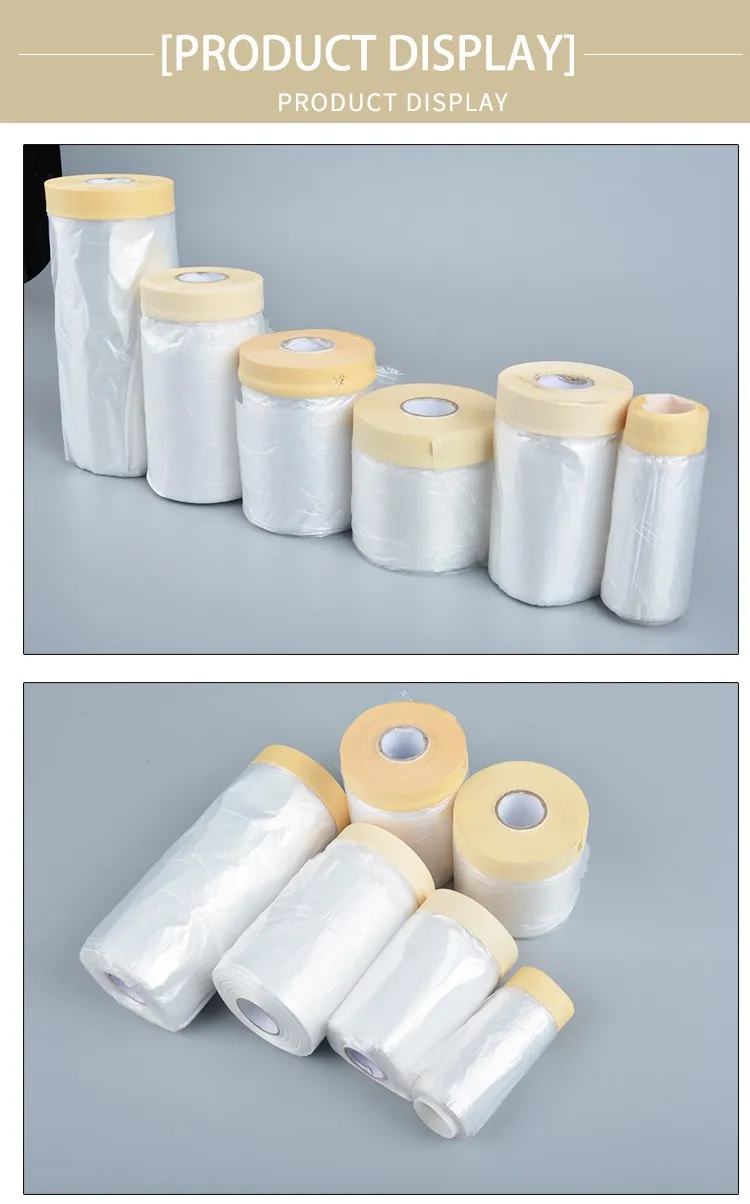 Automotive Paints Pe Paint Masking Film With Tape Pretaped Masking