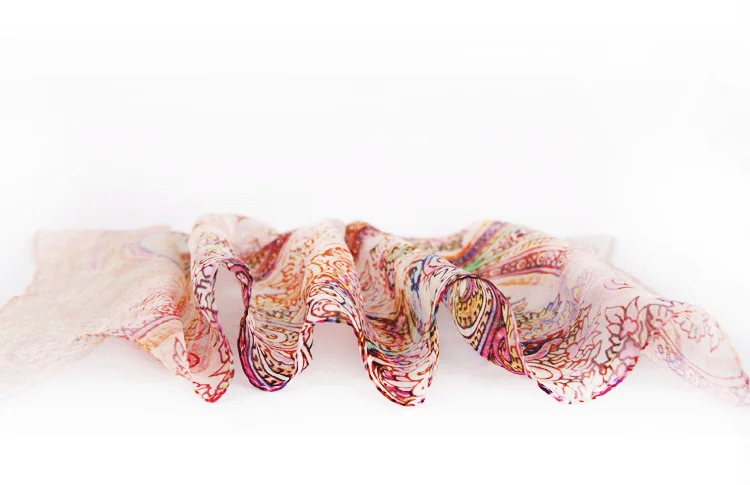 Fashion Print Natural Silk Scarf Chiffon muffler Lady Shawl Wrap