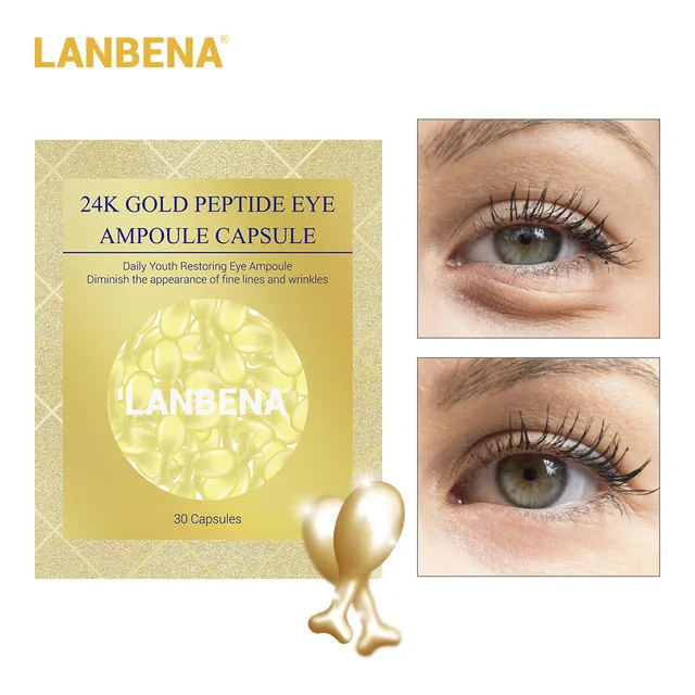 LANBENA 24K Gold  Eye Capsule Serum Mask    Anti-Aging Wrinkle Fine Lines Dark Circle Eye Serum Moisturzing Eye Cream