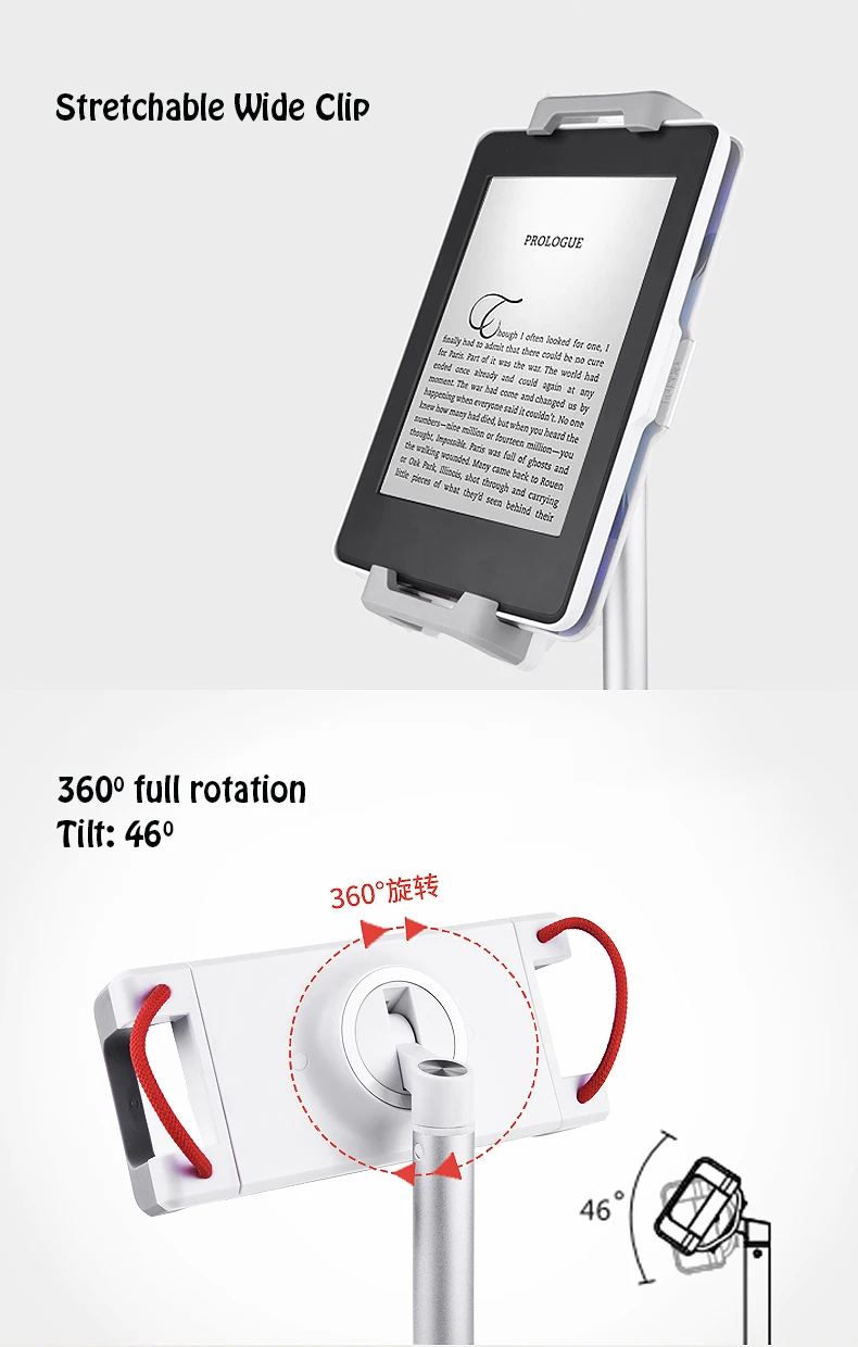 Free Lifting 4.7-12.9 Inch Aluminum Alloy Desktop Stand for iPad Pro iPhone Surface Book Tablet PC Stand