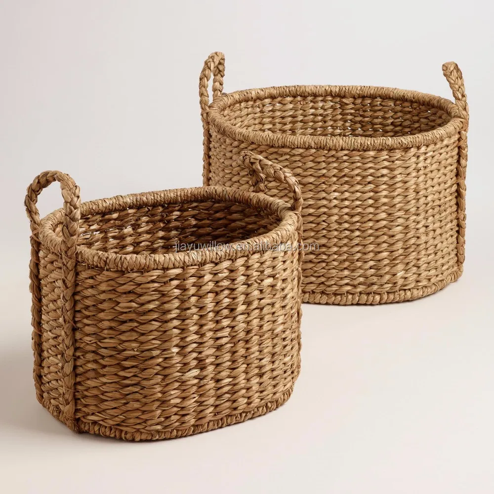 Wholesale Natural Round Water Hyacinth Basket With Handles,Water ...