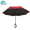 Red Auto Opening Folding Reverse Wind Rain C Handle Automatic Invert Umbrella For Car