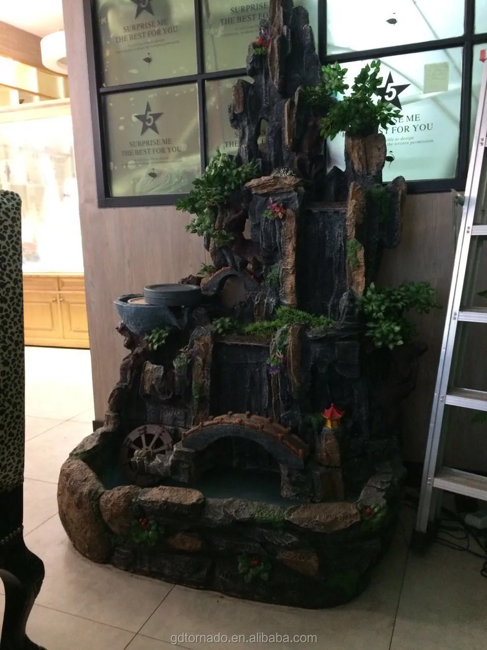 2017 Newly Shop Decoration Indoor Artificial Waterfall Rockery Waterfall Fountain