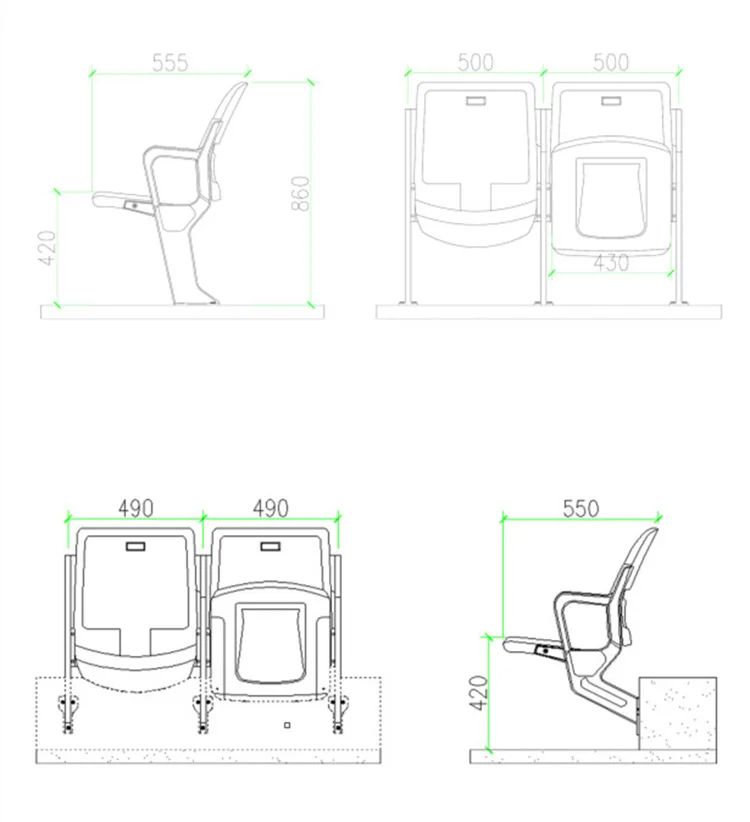 Размер кресла на стадионе