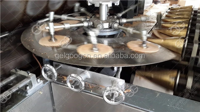 Industrial Full Automatic Cone Baking Production Line Rolled Biscuit Sugar Waffle Cone Maker Icecream Cone Machinery For Sale