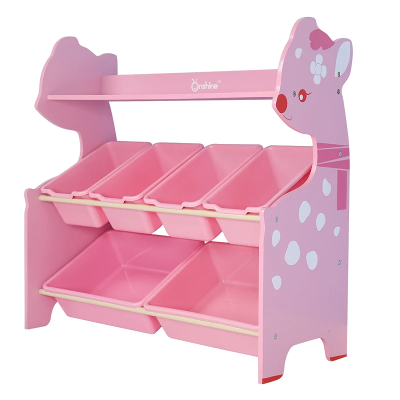 Onshine Wooden Cute Toy Organizer With Big Deer Painting And