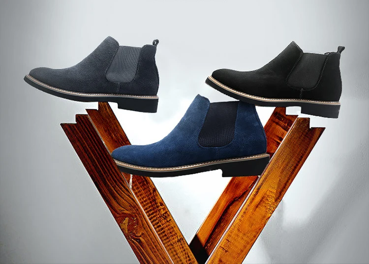 low MOQ fashion quality winter shoes men"e;s winter leather Elastic belt anti fur boots