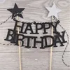 Happy Birthday stars four color glittering decorating desert/ cake picks