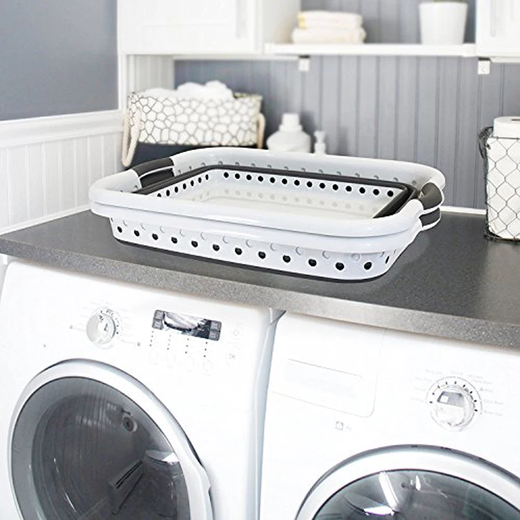 Plastic Collapsible Laundry Basket Silicone Folding Laundry Basket ...