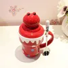 Customized red snake shaped ceramic mug with lid and handle