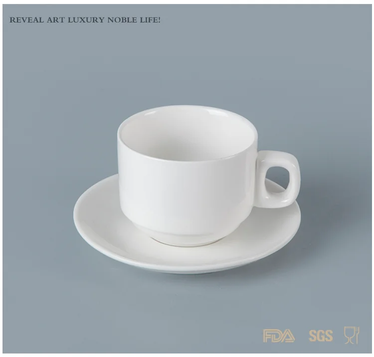 Modern White Hotel Ceramic Tea Cups,Eco Friendly Hotel Coffee Cup Set