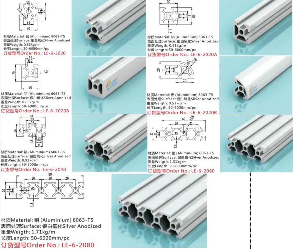 Impresora 3D y CNC Tenlacum 2020 paquete de 8 perfiles de ranura en T de aluminio extrusión 20 x 20 mm