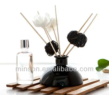 Ceramic Reed Diffuser Vase With Sola Flowers Reed Sticks Rattan