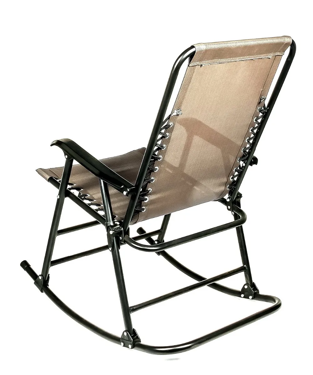 Beige Folding Rocking Chair Patio Lawn Garden Porch Yard Outdoor