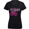 Breast Cancer Awareness Fight like a Girl T Shirt Iron on Rhinestone Heat Transfers Wholesale