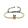 2019 New arrivals casting wax bead jewelry owl charm brass beaded bracelet