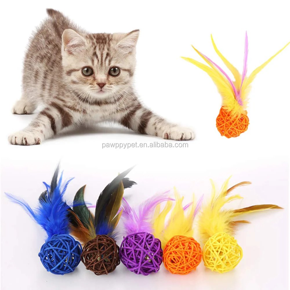 Cat Catch Chewing Toys,Pet Kitten Kitten Plush Play Toy Colorful Rattan