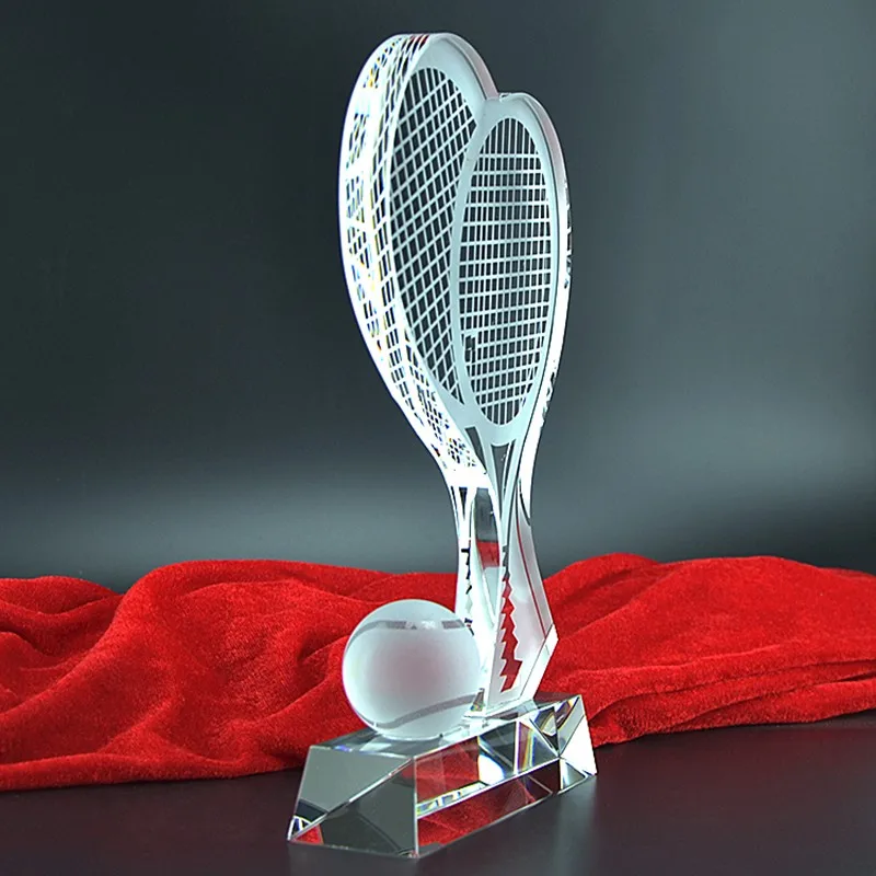 Customize Crystal Glass Badminton Trophy Crystal Tennis Trophy And ...