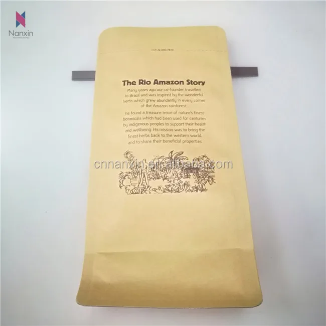 tin tie kraft paper packaging flat bottom bag