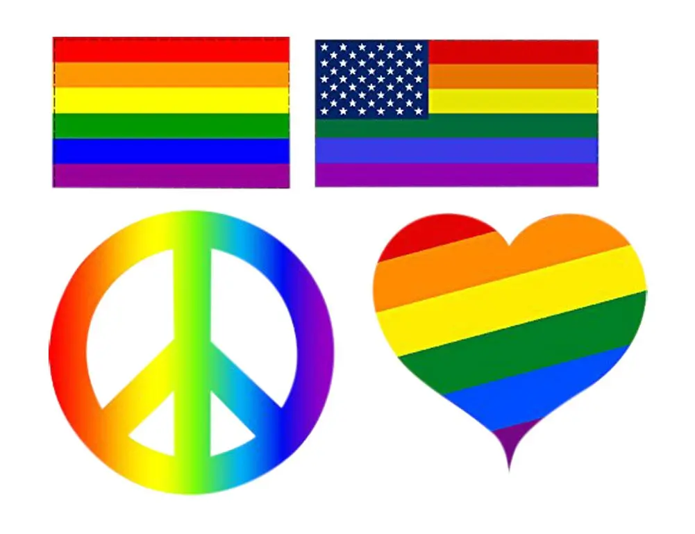 9.99. 4 Pack Different Heart Peace Sign Rainbow Flag Car Decal Bumper Stick...