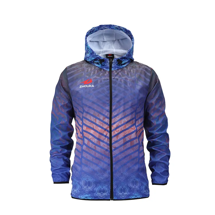 Wholesale Windbreaker Jackets Sublimation Cool Blue Pattern Mens