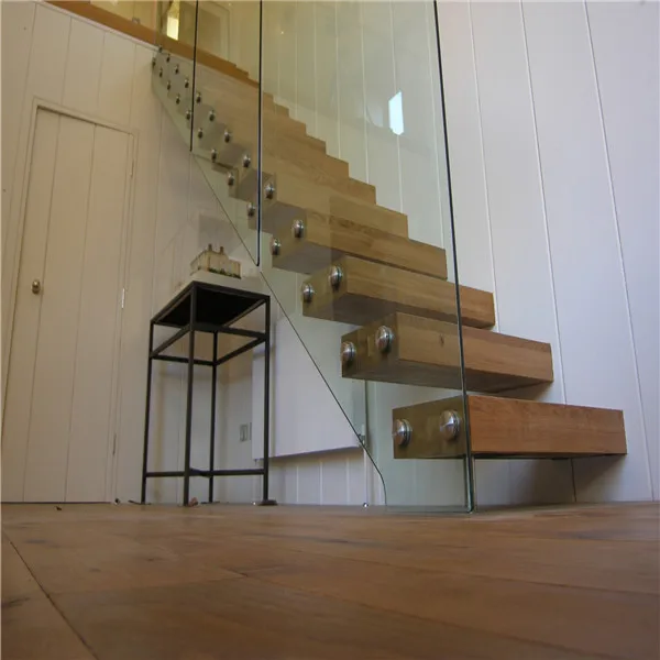 Indoor Solid Wood Floating Staircase Handle With Glass Railing - Buy ...