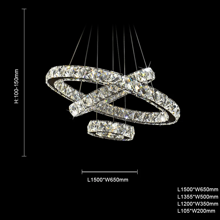 XingJun residential deco round circle hanging pendant modern led crystal ceiling lamp