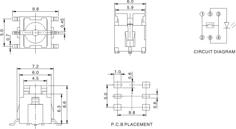 Ts-2013 6x6mm Led Illuminated Tactile Switch With Kinds Of Cap-s - Buy ...