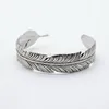Delicate Stainless Steel Feather Cuff Bangle Bracelet Antique Silver Leaf Stainless Steel Bangle