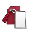 Custom logo Metal travel pocket mirror with competitive price in pu cover