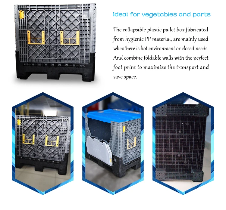 Cheap Reusable Collapsible Bulk Container Returnable Plastic Pallet Box