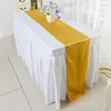 wholesale rectangle 100% polyester ruffled table skirting designs for wedding