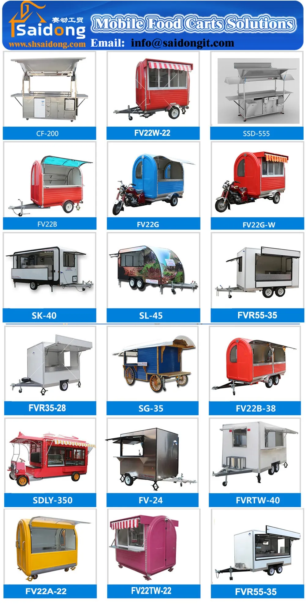 Snack vending mobile food cart/ice cream trailer with wheels CE