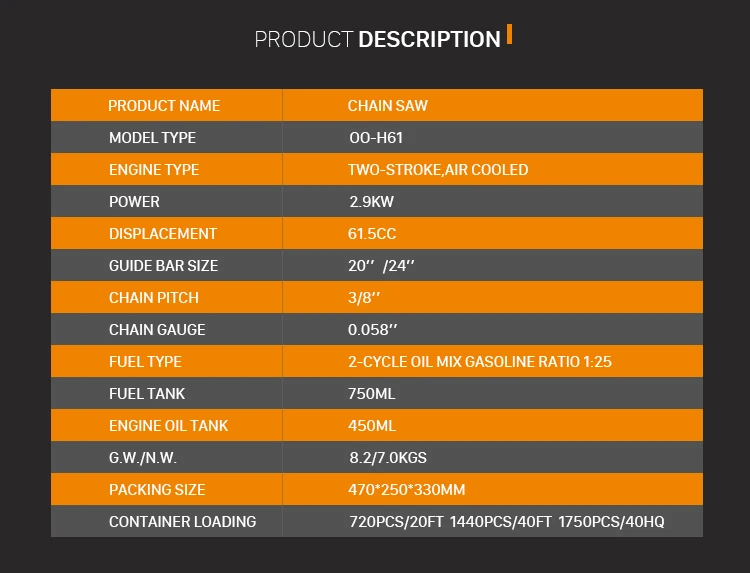 High quality Chainsaw 61 Chain Saw 272