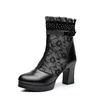 European Style sexy women's platform shoes winter mesh lace chunky heel boots plush