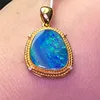 Blue Gem Stone 5.73ct Natural Opal 18k Gold Jewelry Pendant For Women