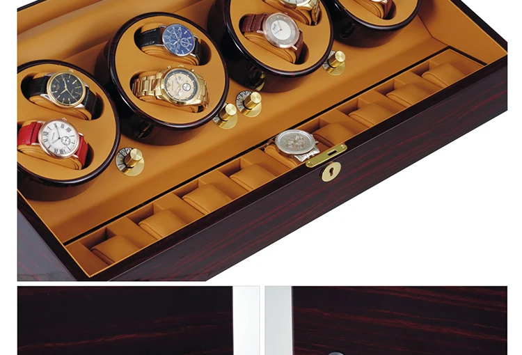 Luxury High Quality Molle Automatic Watch Winder Safe Wood Leather