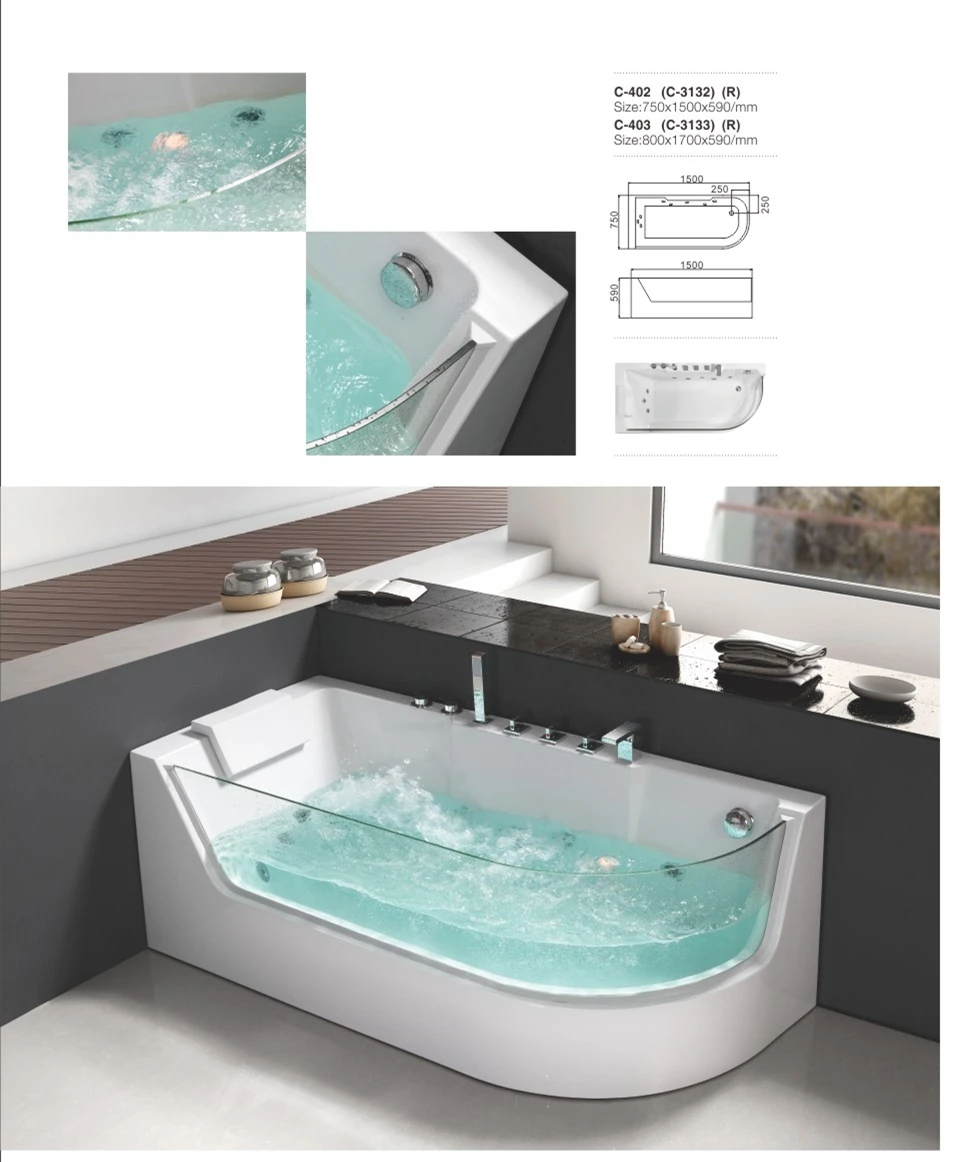 Acrylic Standalone Whirlpool Massage Bathtub With Upc Certification