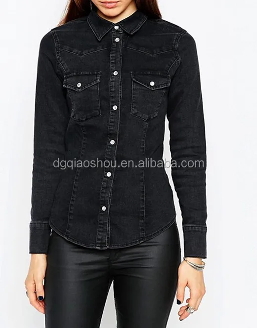 camisa vaquera negra mujer