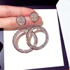 Kaimei Classic Luxury Jewelry Hollow Circle Round Earring Micro Pave Sparkle AAAA Zircon Crystal Dangle Earrings For Women Gifts