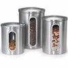 3-Piece Stainless Steel Window Canister Set with Lids