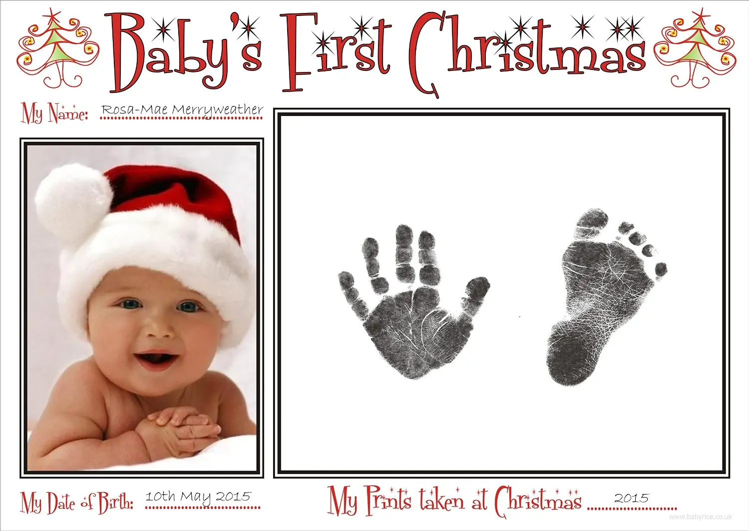 BabyRice New Baby's First Christmas Handprint & Footprint Kit / Boy Girl Unisex Babys Prints on 1st Xmas