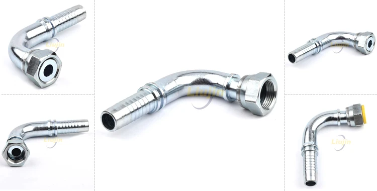 90 degree ORFS SAE JIC female swaged hose fitting flexible hydraulic pipe