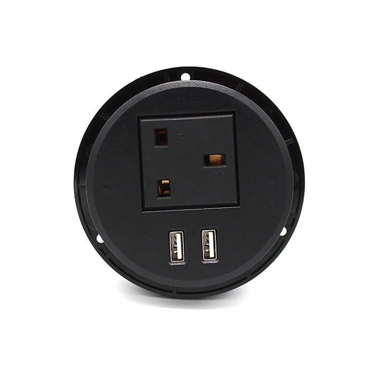 Smart Uk Furniture Ac Black Desktop Recessed Mounted Power Sockets Strip Single Outlets With Usb