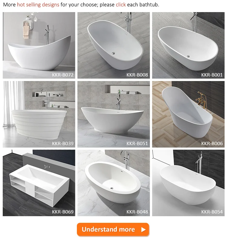Custom Made Stone Bath Tub For Hotel Colorful Solid Surface