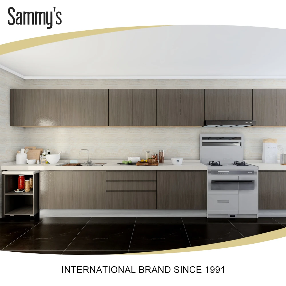 Ahorrar espacio chapa puerta de madera gabinetes de cocina de diseño