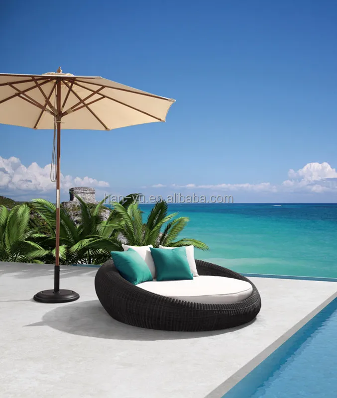 Mode und modern design runden lounge bett outdoor liege runde set ... Bett modern design